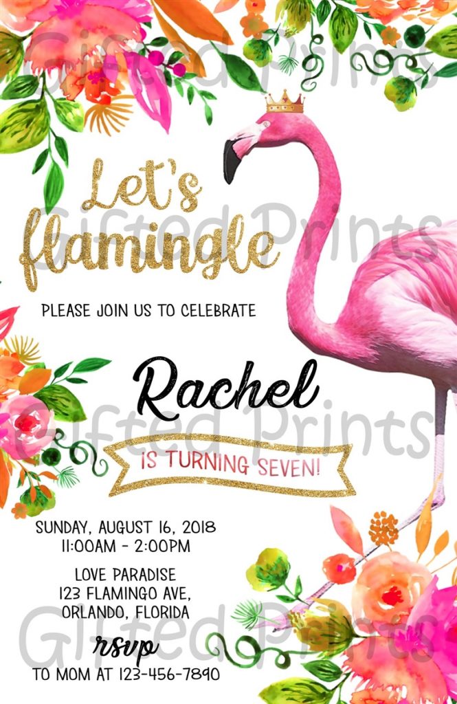 convite flamingo tropical