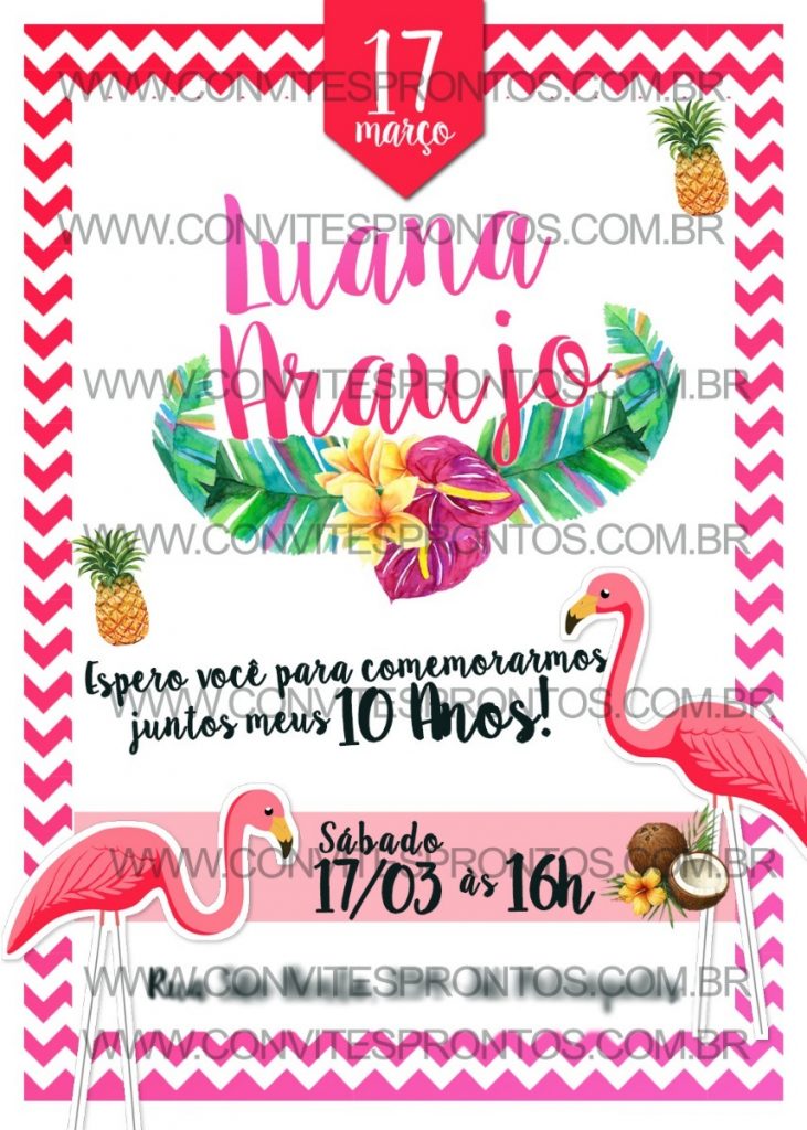 convite flamingo aniversario