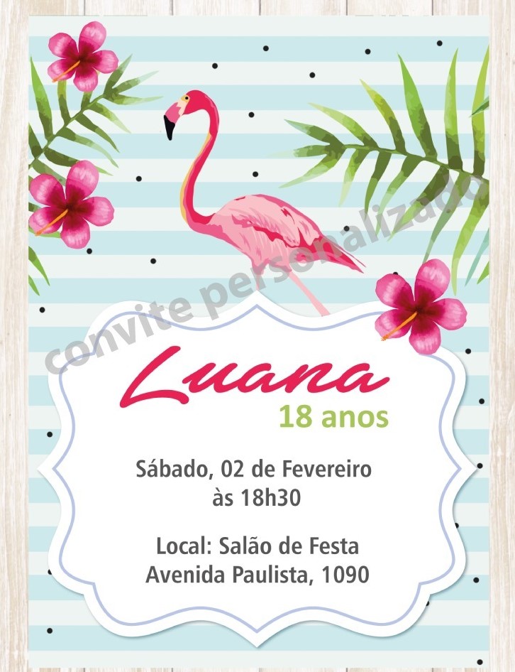 convite flamingo aniversario