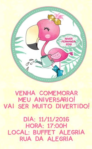 convite flamingo aniversario