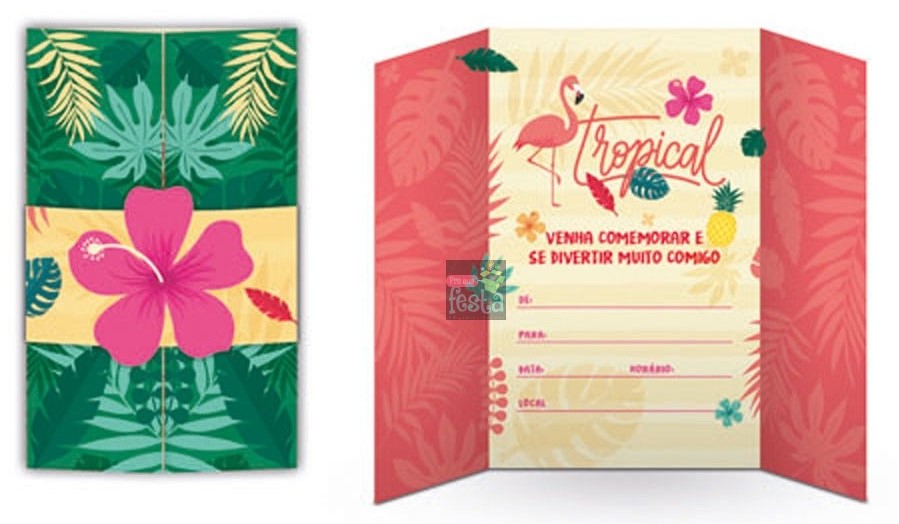 convite flamingo para editar