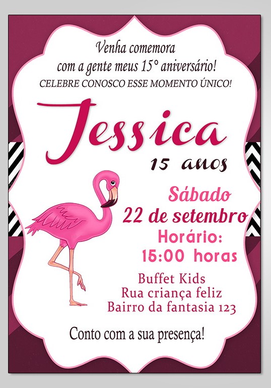 convite flamingo aniversario