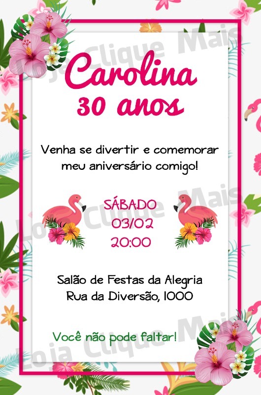 convite flamingo aniversario