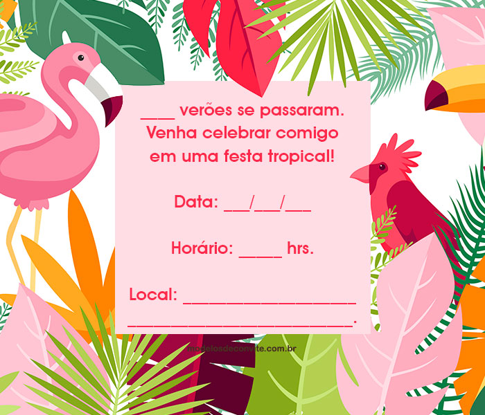 convite flamingo para editar