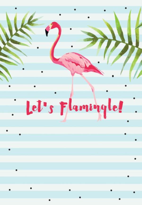 convite de flamingo em branco