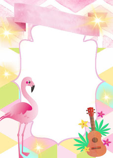 convite de flamingo em branco