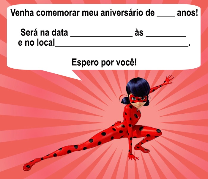 convite ladybug para editar