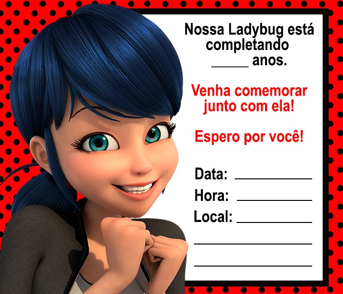 convite ladybug para editar