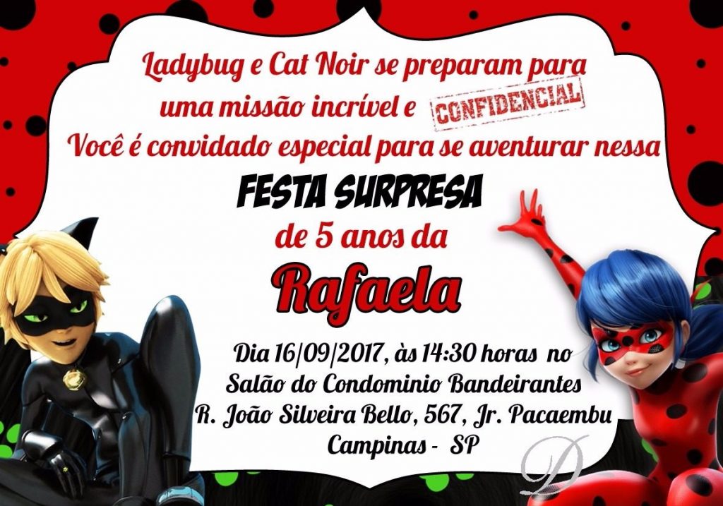 Convite ladybug cat noir
