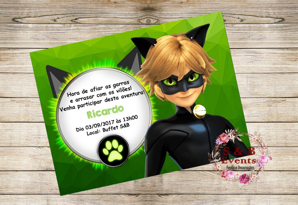 Convite ladybug cat noir