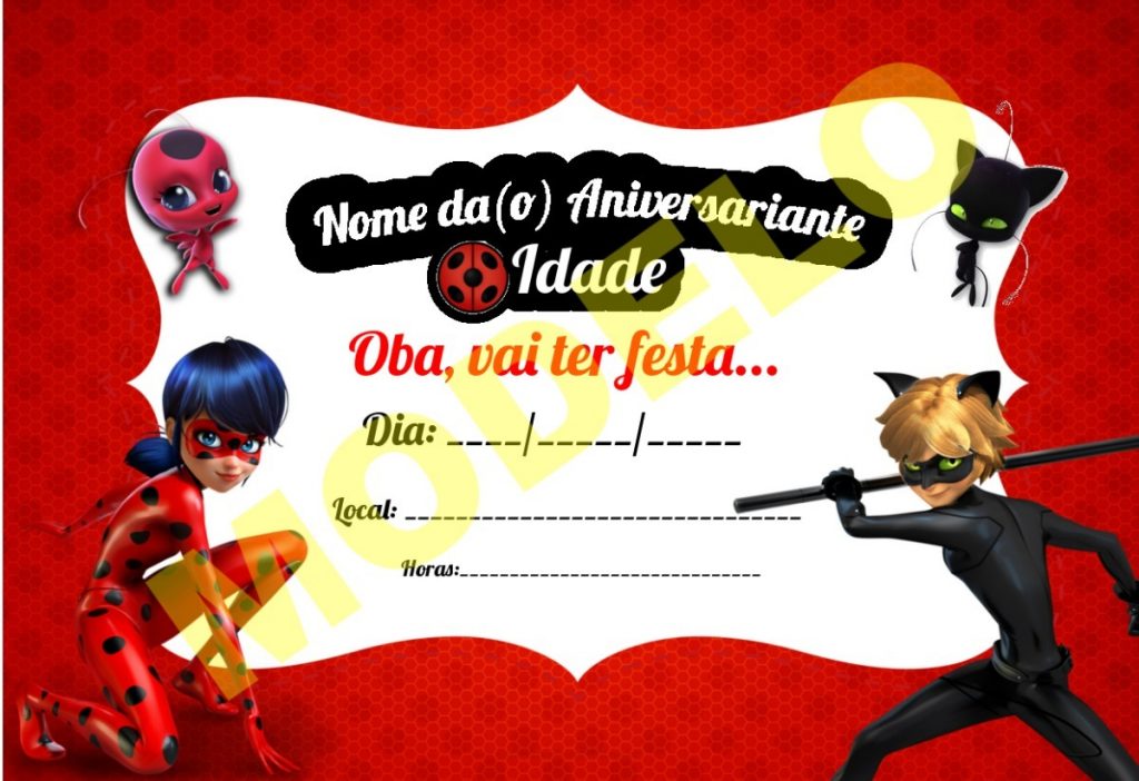 convite ladybug para editar