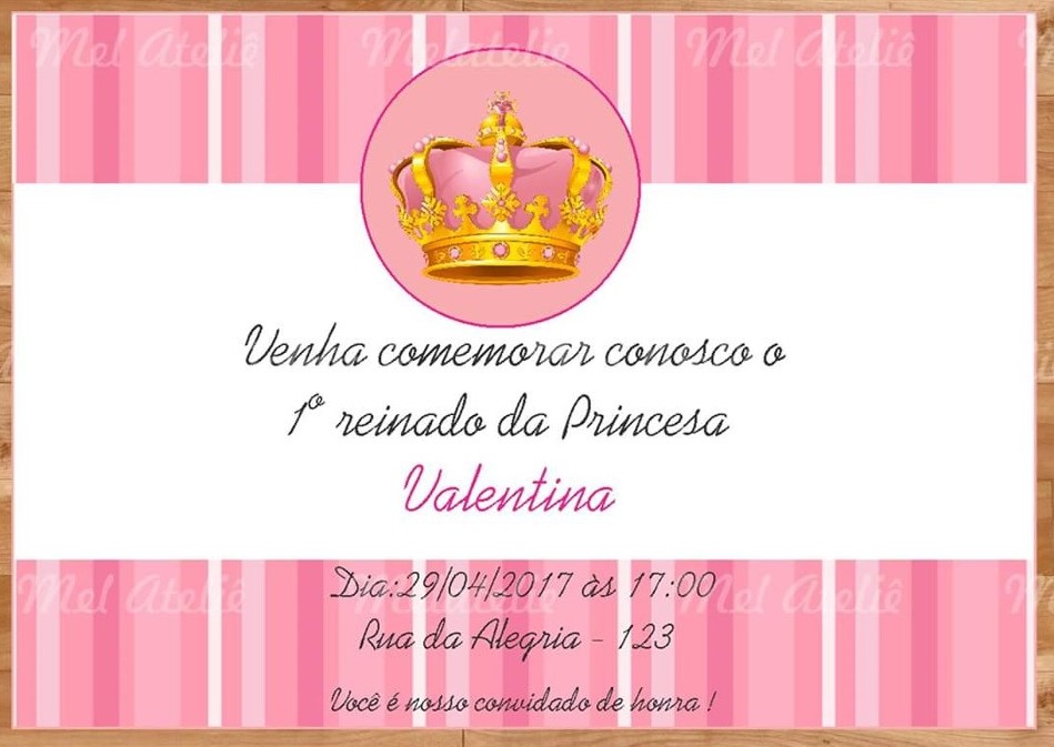 convite realeza rosa