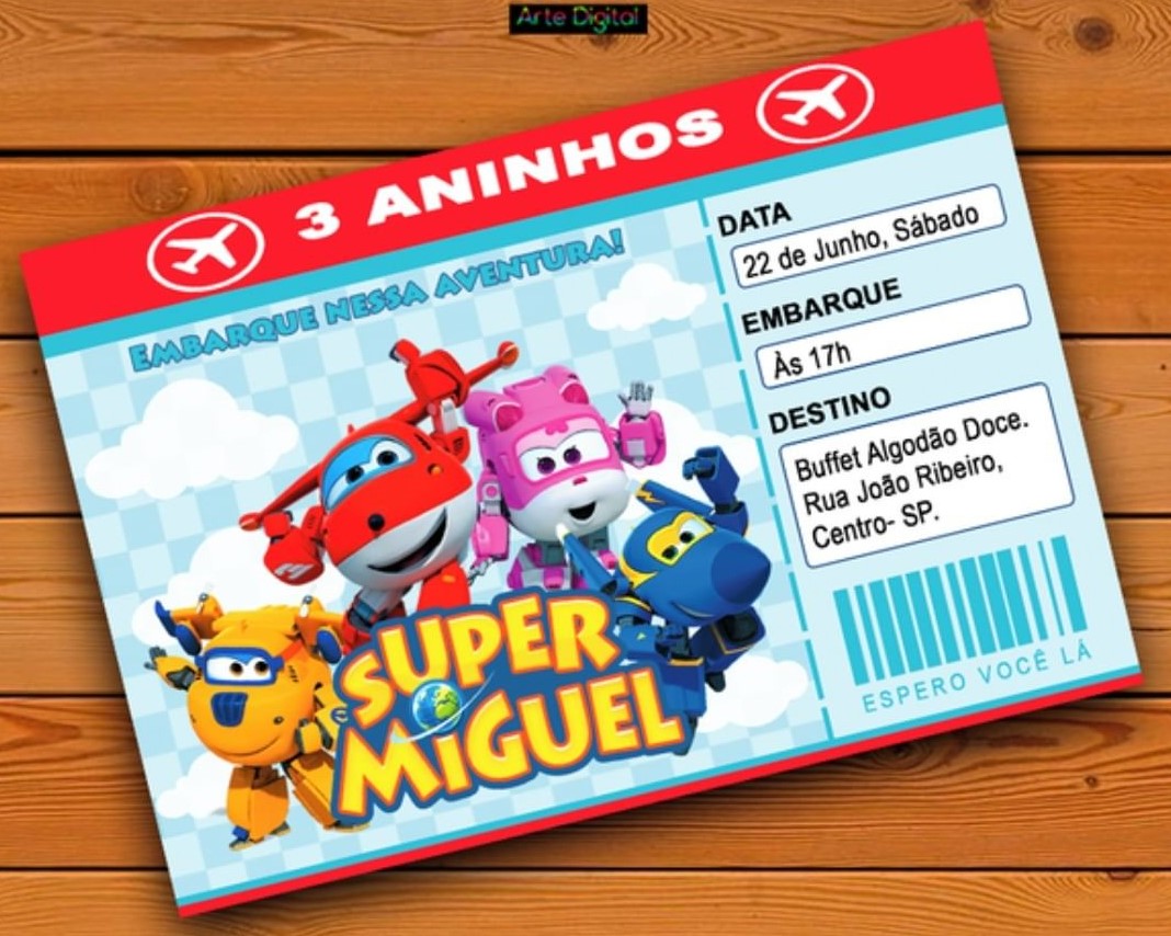 convite super wings passaporte