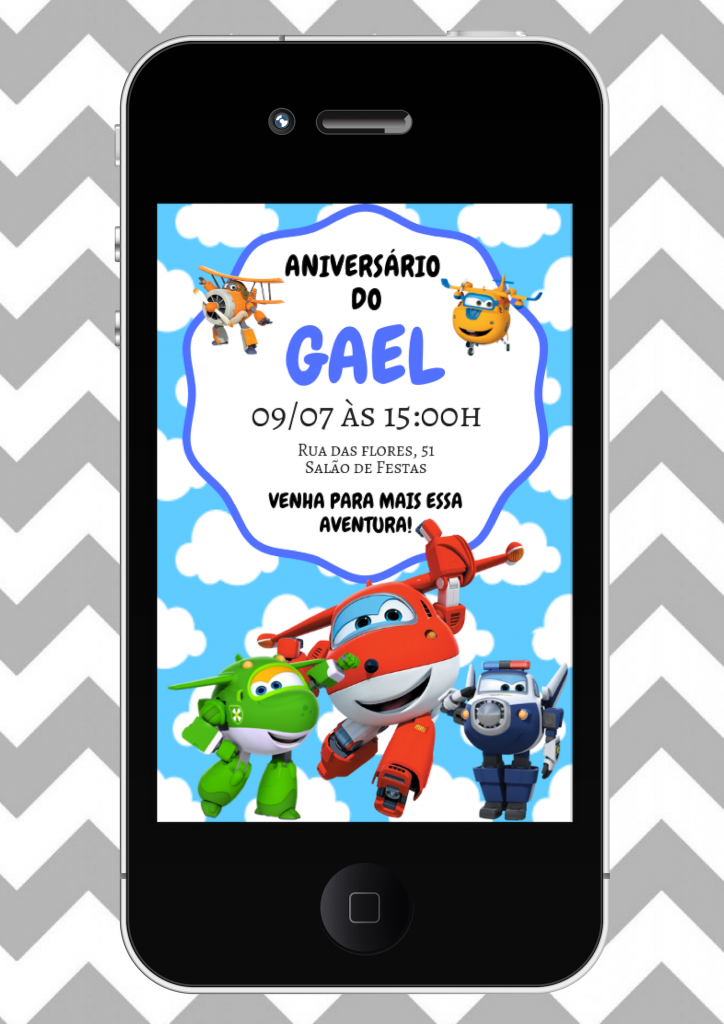 convite super wings virtual