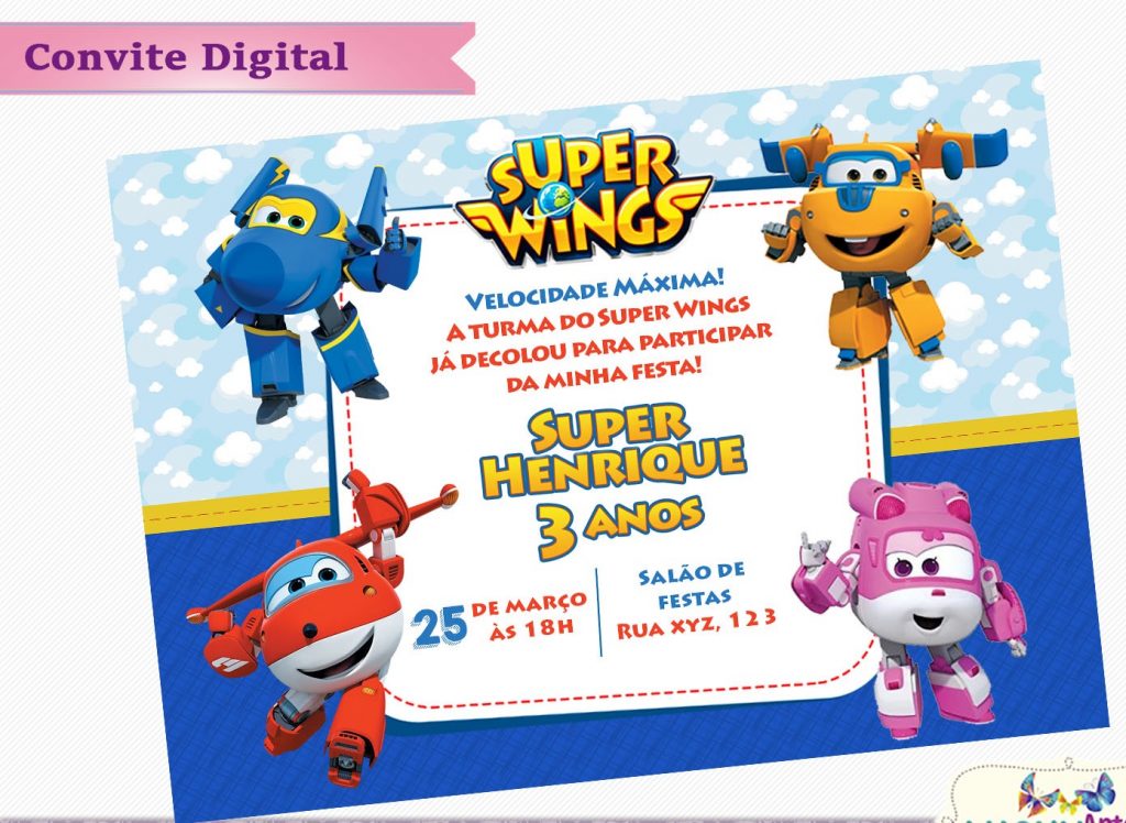 convite super wings virtual