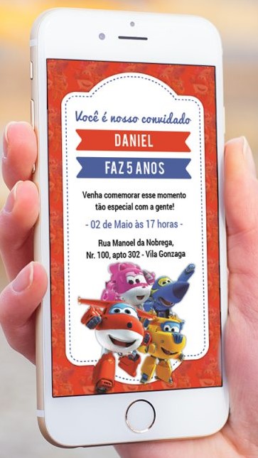 convite super wings virtual