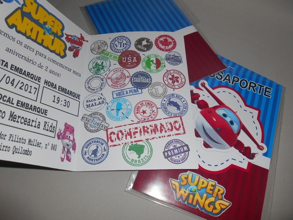 convite super wings passaporte