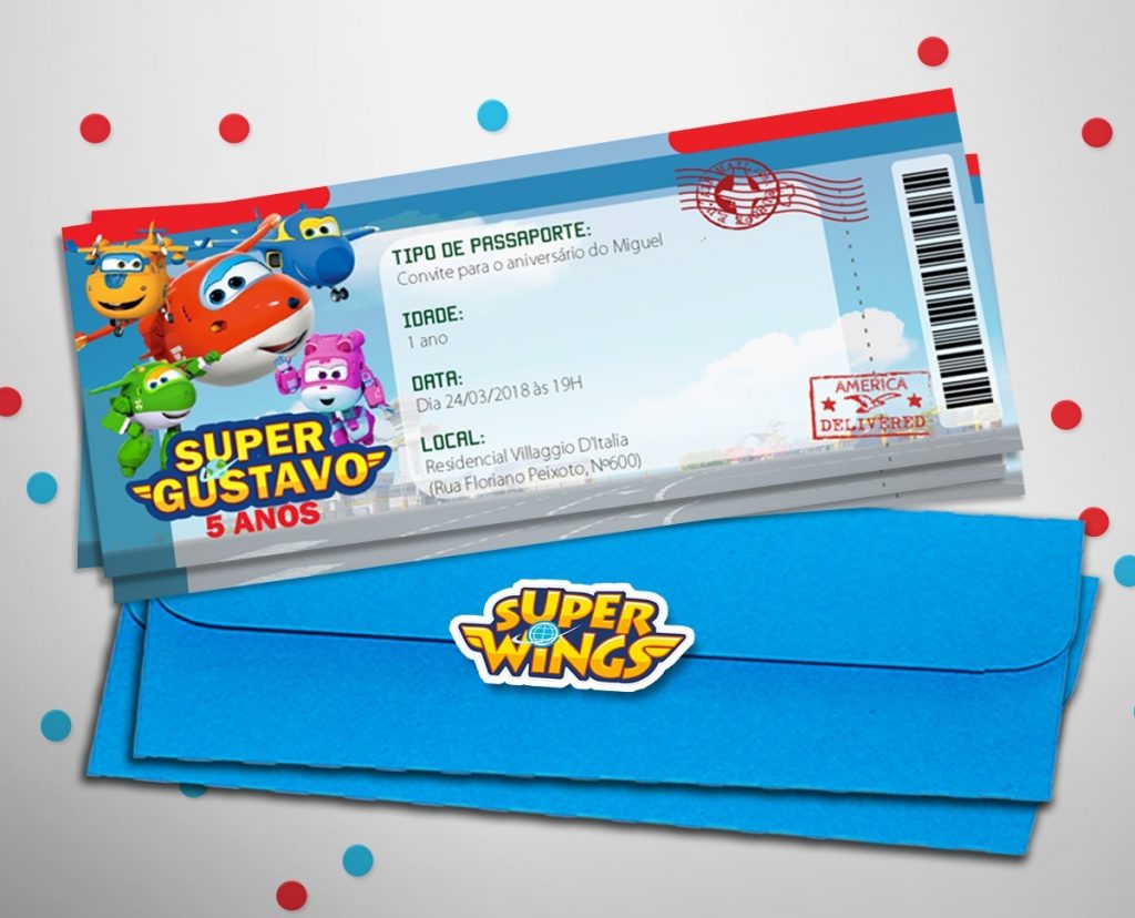 convite super wings passaporte