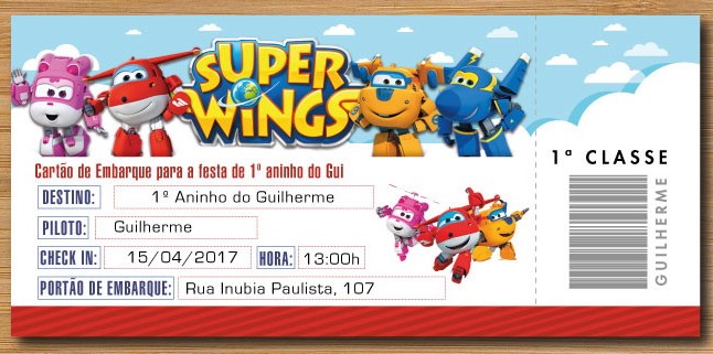 convite super wings passaporte