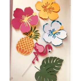 topo de bolo flamingo com flores