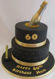 bolo 60 ano dourado