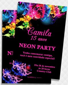 convite 15 anos neon