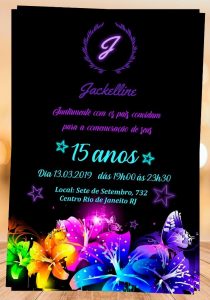 convite 15 anos neon