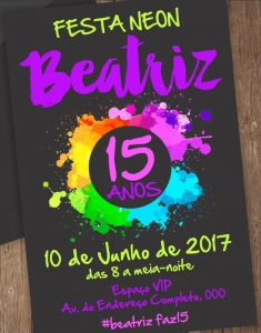 convite 15 anos neon