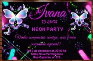 convite 15 anos neon