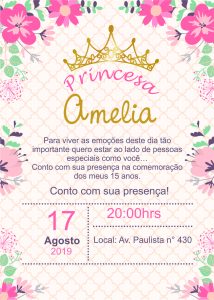 convite 15 anos princesa