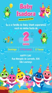 convite baby shark on-line