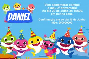 convite baby shark on-line