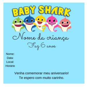 convite baby shark para editar