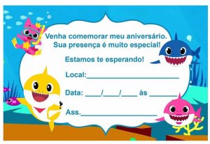 convite baby shark para editar