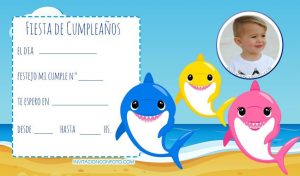 convite baby shark para editar