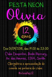 convite festa neon infantil