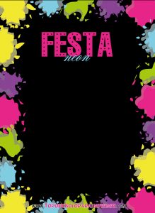 convite festa neon para imprimir