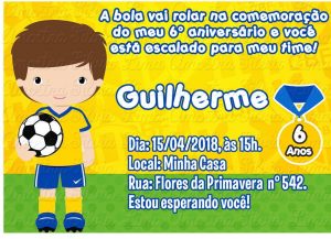 convite de futebol infantil