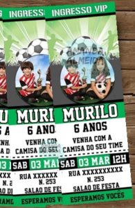 convite de futebol ingresso