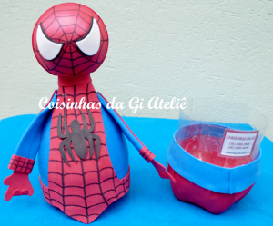 lembrancinha homem aranha garrafa pet