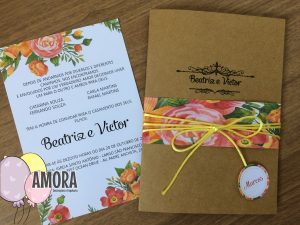 Convite casamento rústico Floral