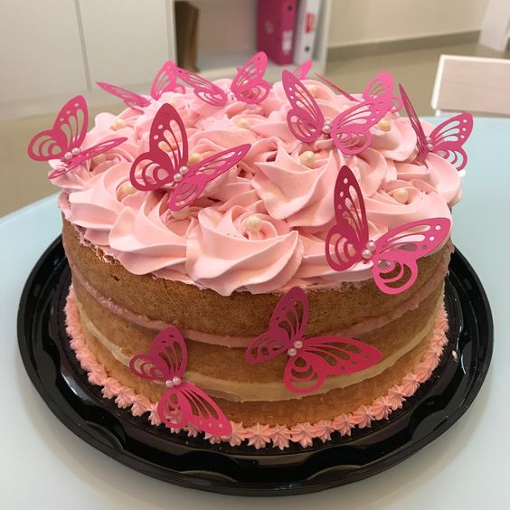 Bolo de borboletas: +95 modelos que parecem obras de arte - Artesanato  Passo a Passo!  Melhores bolos de aniversário, Bolos de aniversário cor de  rosa, Bolos de aniversário