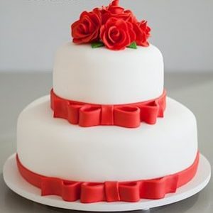 bolo de casamento simples Vermelho e branco