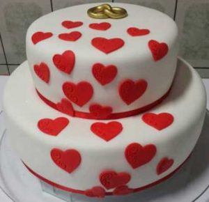 bolo de casamento simples Vermelho e branco