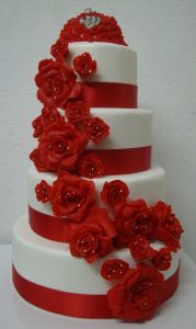 bolo de casamento simples Vermelho e branco