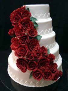 bolo de casamento simples Vermelho e branco