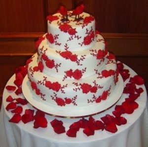 bolo de casamento simples Vermelho e branco