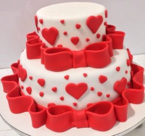 bolo de casamento simples Vermelho e branco