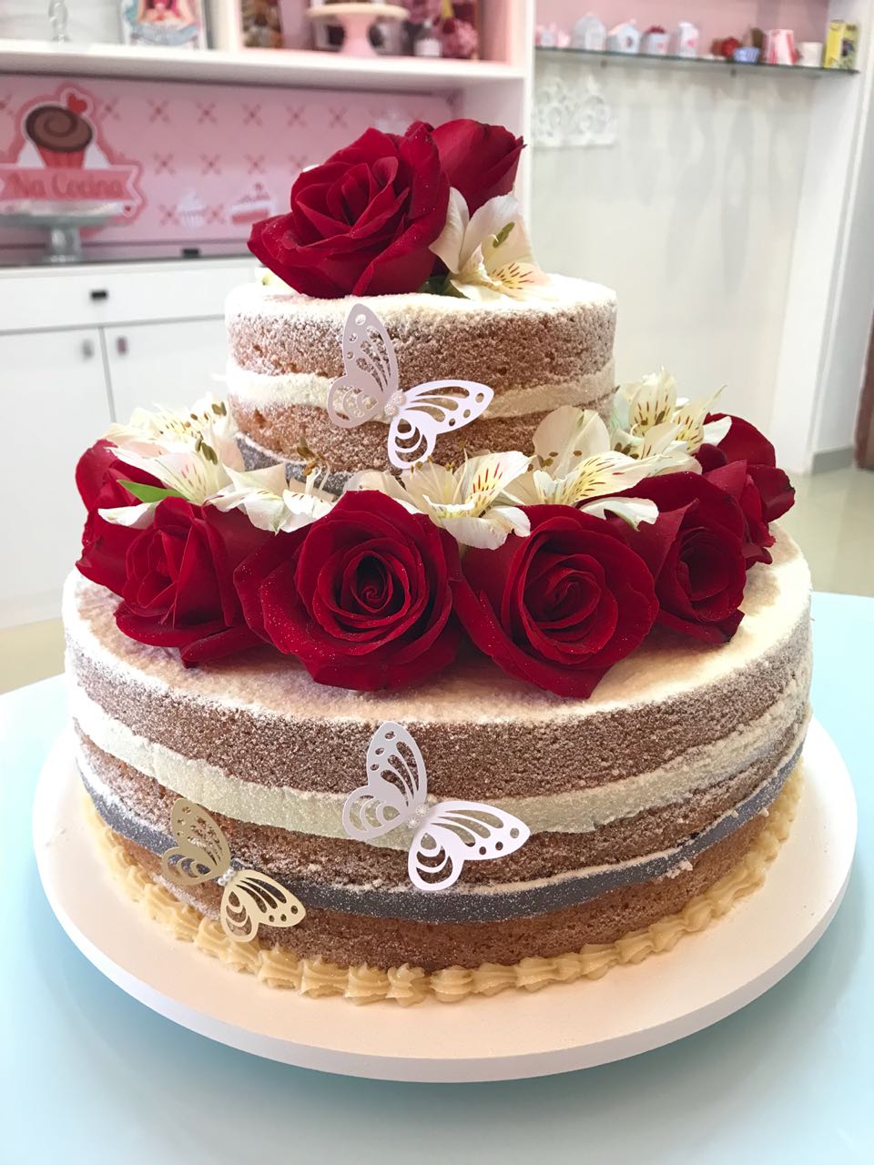 bolo de casamento rustico Romântico