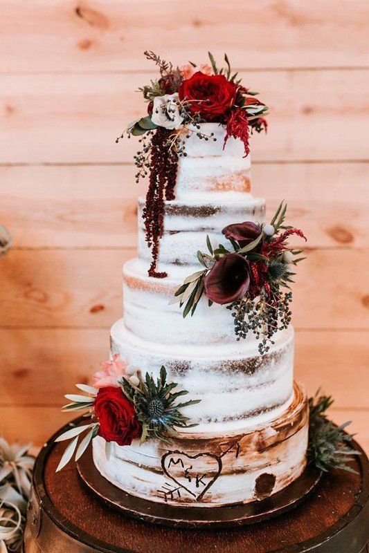 bolo de casamento rustico Com Flores